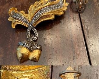 Vintage signed Fashion Avon Brooch & Ring