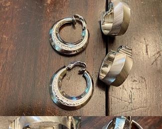 Vintage signed Silvertone Fashion Clip Earrings ( Monet & L H Segal California )