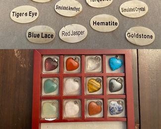 12 Different Stoned Heart Pendants 