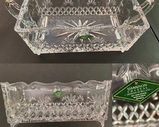 Shannon Lead Crystal Handled Rectangle Compote