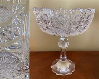 1940’s Cut Crystal Pedestal Compote by Queen Lace