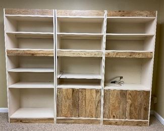 3 Bookshelves can be separated-Vintage Formica with Woodgrain Accents 