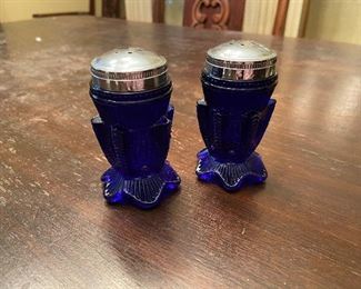 Cobalt Blue Glass Salt & Pepper 