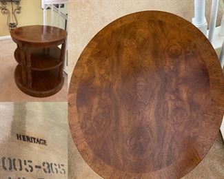 Mid Century Drexel Heritage Oval 3 Tiered Side Table