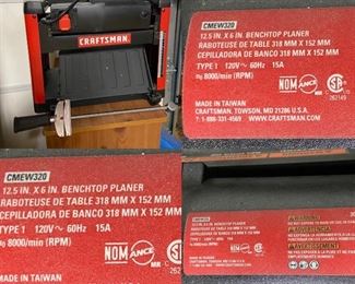 Craftsman 12.5” X 6” Benchtop Planer-Used Once
