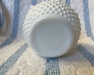 Hobnail milk glass vase 