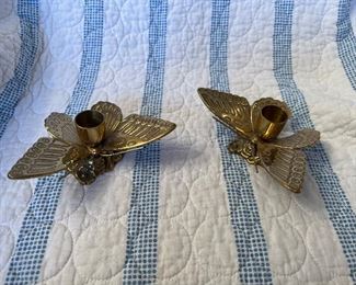 Brass butterfly candle holders 