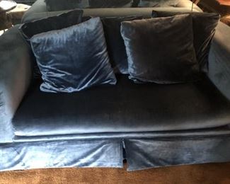 Navy Blue Velour Loveseat (there are two) 68W x 34H