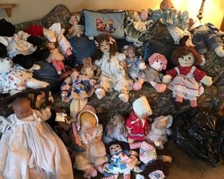 Assortment of Bisque, Effanbee, Royal, Creative Gifts, Raggedy Ann & Andy, Vermont and Steiff Bears - Dolls (various sizes)