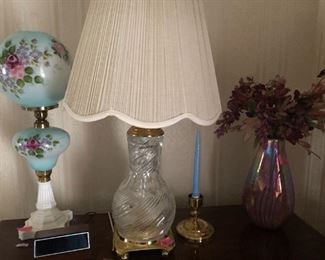 Glass & Brass Table Lamp - 31H