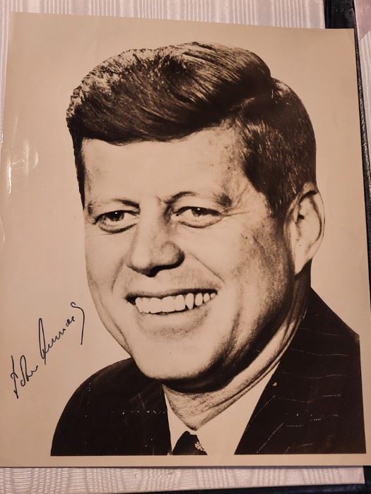 Signed John F Kennedy Photograph from commissioning ceremony .