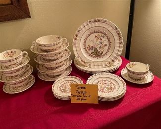 Spode 'Cowslip' S-713 pattern. Service for 4. Additional place settings available. No serving pieces.