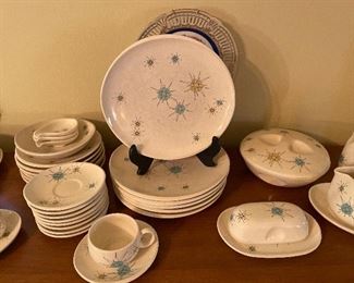 Vintage dishware. Not sure of pattern name. Large inventory of various pieces and serving pieces. Covered casserole. Gray boat w/ underplate (23), Butter dish, Oil & Vinegar, S & P shakers. Priced by the piece.