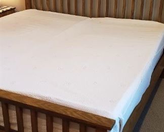 Mission Style oak king headboard/footboard made by Amish.  King mattress set is Berkeley Ergonomic Sleep System, one side is adjustable