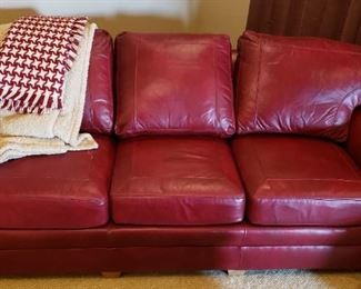 Stickley deer red leather sofa