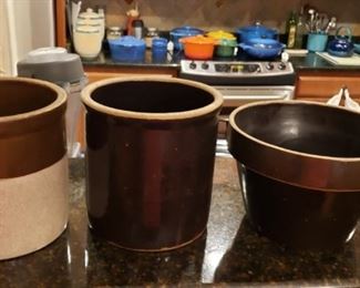 Salt Glaze bowl, crocks