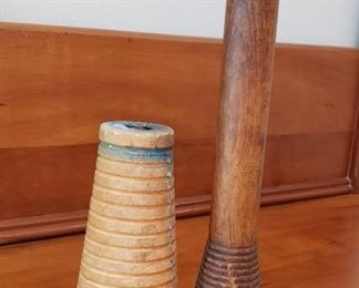 Vintage wooden thread spools