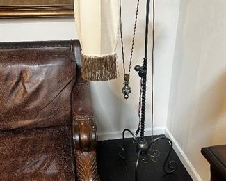 Custom iron floor lamp with lowering and raising option $450 