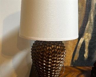 Honeycomb gold lamps pair $200