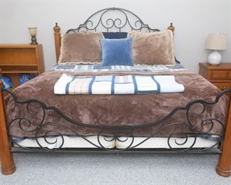 King Bed with mattress and 2 twin box springs: 80” wide x 91” long headboard is 59.5” tall x football 39” tall