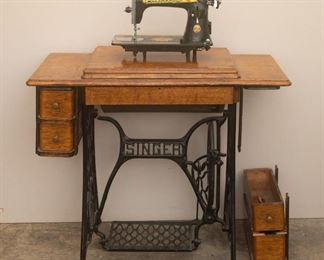 Antique Singer Cabinet and Singer Sewing Machine