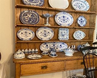 Large collection of blue and whites, hutch is not available