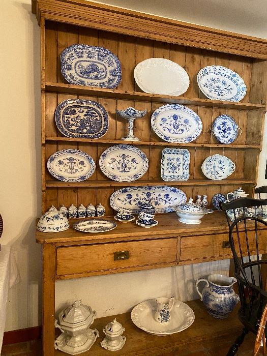 Large collection of blue and whites, hutch is not available 