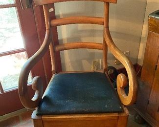 Antique wooden chair with chamber pot, see next photo