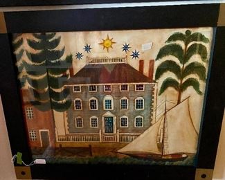 whimsical FolkArt watercolor original art by Ohio artist Paige Koosed. Afternoon Sailing