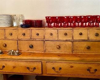 Wonderful pharmacy cabinet, lots of storage , this is two separate pieces.