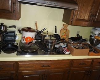 pots and pans, utensils, Kitchen Aid Mixer