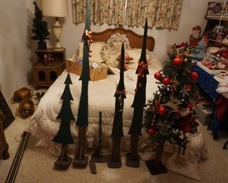 full size bed, Christmas trees