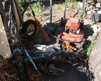 mower, weed eater, tools