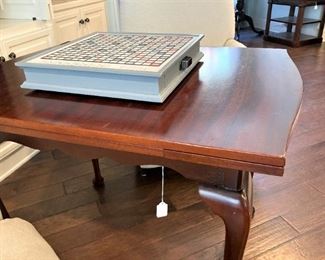 Queen Anne game table doubles in size; scrabble board