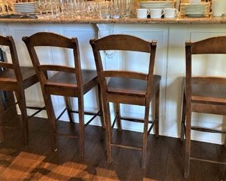 Set of 4 brown barstools