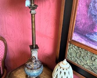 One of two matching lamps