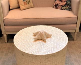 Loveseat; round coffee table