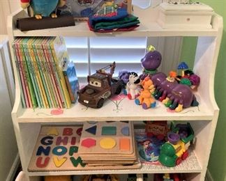 Shelf full of toys