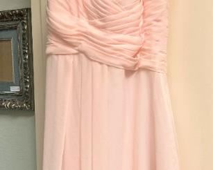Full length pale pink evening wear