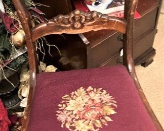 Another needlepoint seat parlor chair