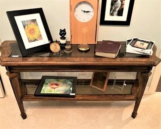 Sofa table with glass inserts