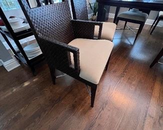 LEATHER WOVEN chairs and solid wood table 