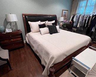 Century leather headbd bed/Dux mattress