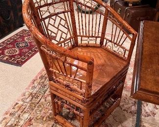 Pair bamboo chairs 