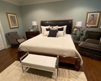 Century Leather headboard chrome bench