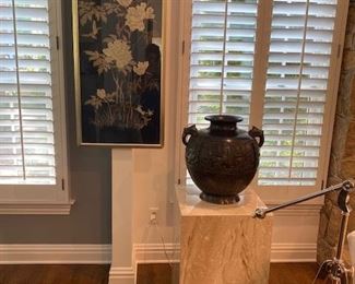 Bronze vase/Chinese needlepoint 