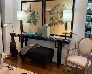 Pair old hand colored prints