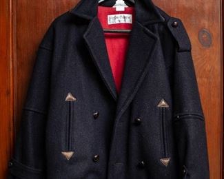Vintage YSL wool blazer with leather details