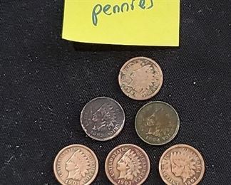 Indian head pennies US cents. 