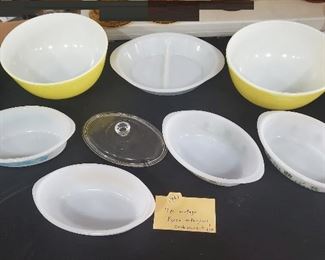 old pyrex baking dishes and bowls. mid century